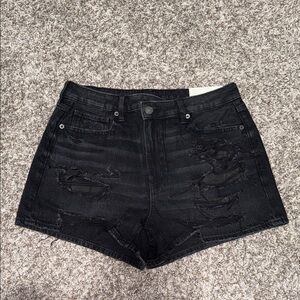 American Eagle Outfitters Black Ripped Jean Shorts